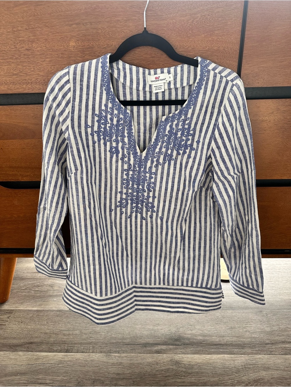 Vineyard Vines Blue and White Striped Embroidered Tunic
